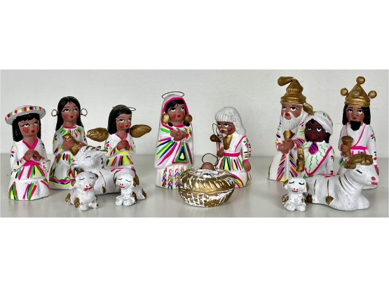Vintage Mexican Painted Nativity Set