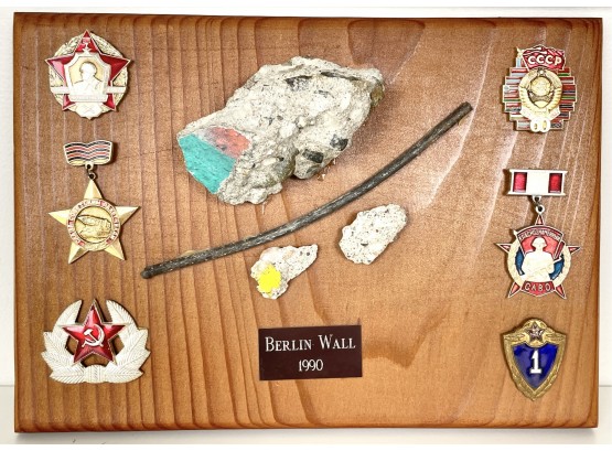 Mounted Piece Of The Berlin Wall With Medals