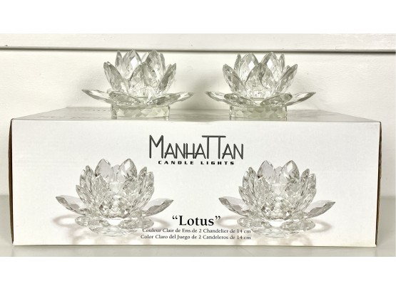 Manhattan 5.5' Glass 'Lotus' Candleholders