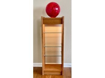 Teak Display Shelves With Attached Murano Glass Lamp
