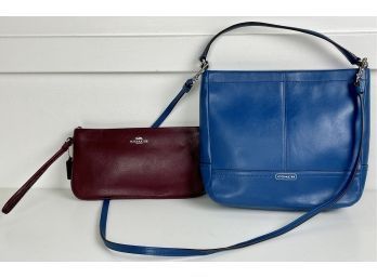 Coach Leather Shoulder Bag With Zipper Pouch