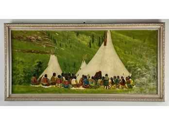 Very Cool Vintage Original Painting Of Native Americans