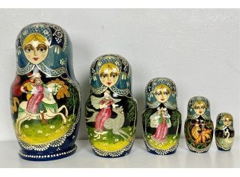 Set Of Beautiful Painted Russian Nesting Dolls