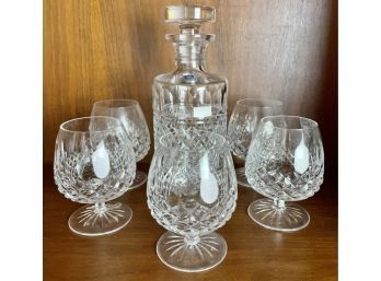 Gorgeous Parka Crystal Decanter & 5 Brandy Snifters