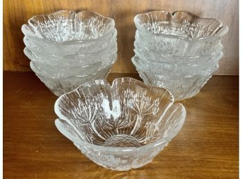 12 Pressed Glass Bowls With Thistle Motif
