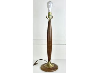 Mid Century Teak & Brass Tulip Style Table Lamp