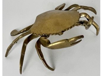 Mid Century Brass Crab Trinket Box With Articulating Front Arms