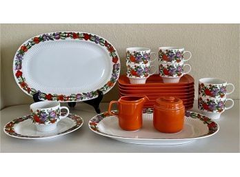 Fun Mid Century Kaiser Coffee Set With Platters, Plates, Coffee Cups & Creamers