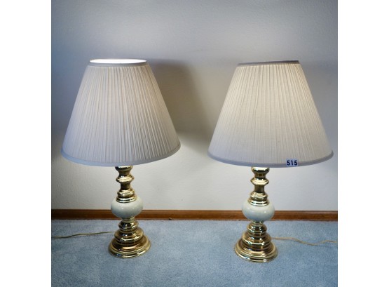 2 Brass & Ceramic Table Lamps