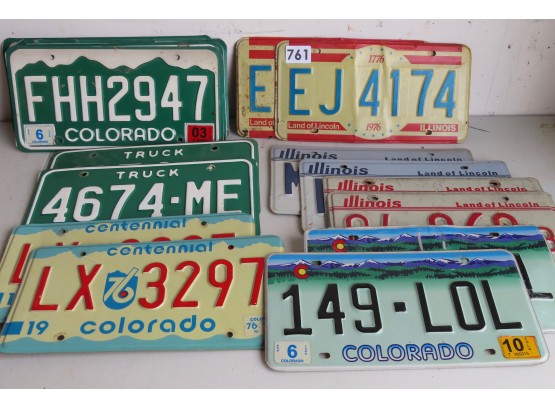 Vintage Colorado & Illinois License Plates