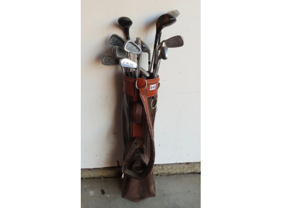Vintage Golf Clubs In Vintage Bag