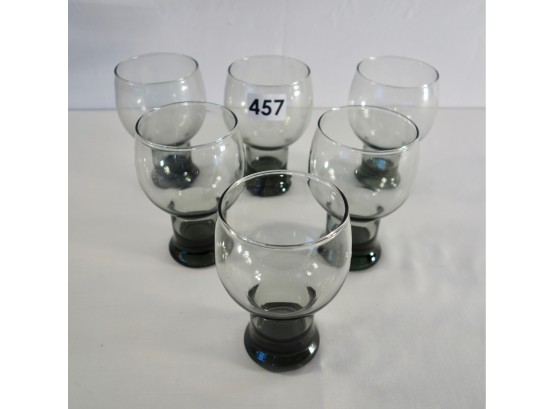 6 Mid Century Smoked Glass Stackable Mushroom Glasses