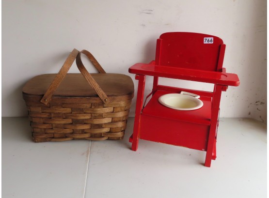 Vintage Basket & Folding Potty Seat