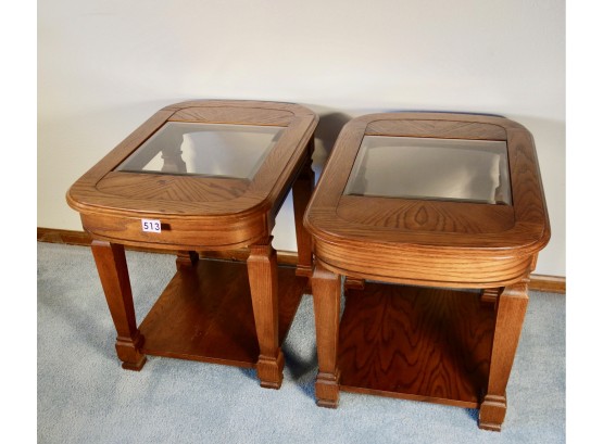 2 Wood & Glass Side Tables
