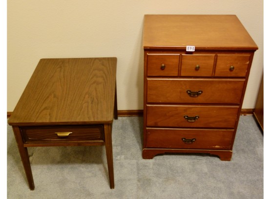 Small Chest Of Drawers & Mid Century Side Table