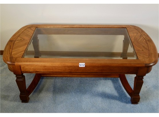 Wood & Glass Coffee Table, Matches Side Tables In Lot#