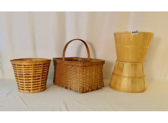 4 Baskets, Including 1 Plastic Lined Waste Basket