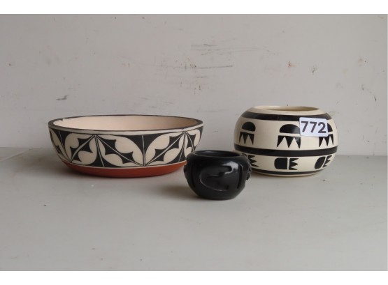 Native American Pottery Including Santa Clara, Ute Mountain Tribe, & Santo Domingo Pueblo