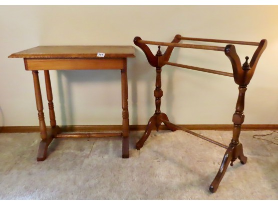 Antique Table & Quilt Rack