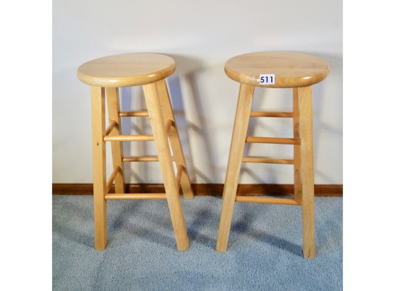 2 Wood Counter Height Stools