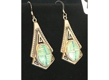 Sterling & Opal Native American Style Earrings