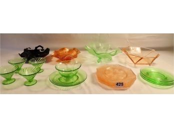 Assorted Colored Depression Glass