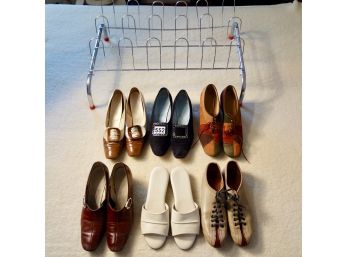 6 Pairs Of Vintage Women's Shoes & Shoe Rack