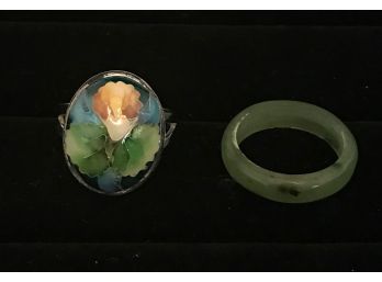 Vintage Cloisenne & Jade Rings