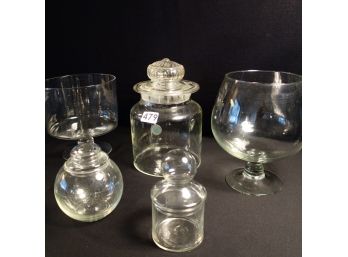 Collection Of Glass Apothecary Jars, Cannisters & Footed Bowls