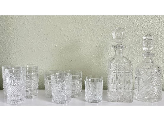Cut Glass Vintage Barware With 2 Decanters