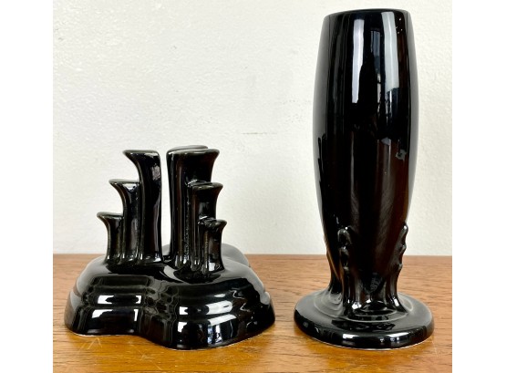 Black Fiestaware Bud Vase & Candle Holder