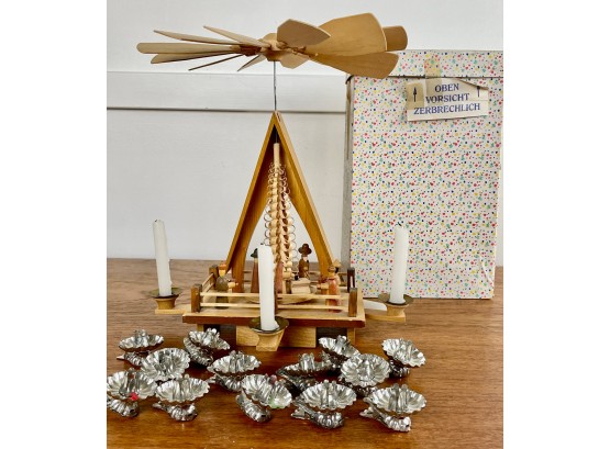 Lovely Vintage Christmas Pyramid And Tree Candle Clips