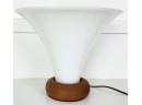 Vintage Danish Teak Lamp With Glass Shade