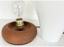 Vintage Danish Teak Lamp With Glass Shade