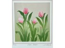 Framed, Signed,  Nancy Roach Serigraph 56/70, 'Pink Tulips'