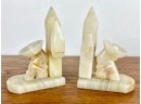 Pair Of Onyx Bookends (as Is), And Mexican Folk Art