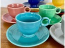 Assorted Fiesta Ware Tea Cups With Extra Saucers