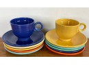 Assorted Fiesta Ware Tea Cups With Extra Saucers