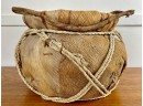 Large Sioux Basket With Feathers And Fur