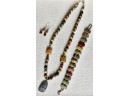 Lovely Stone Necklace, Bracelet, & Earrings