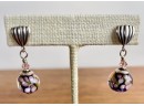 Sterling And Glass Earrings With Sterling Bracelet