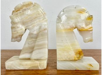 Pair Of Onyx Horse Bookends