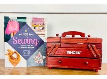 Small Singer Sewing Box And Kid's Sewing Book