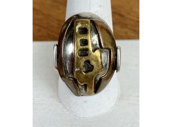 Chunky Brutalist Signed Sterling Ring, Size 11