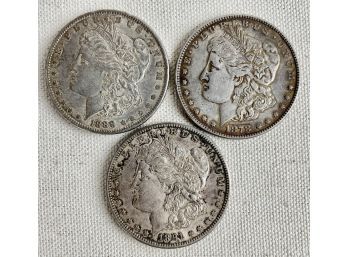 3 Antique Morgan Silver Dollars
