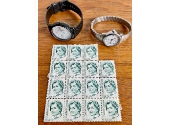 2 Watches And Vintage Rachel Carson 17c Stamps