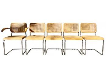 5 Vintage Caned Chairs By Breuer