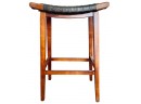 Wood And Faux Leather Bar Height Stool Cherry Finish