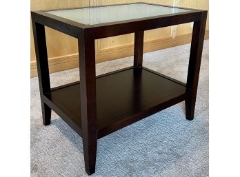 Wood And Glass Top End Table