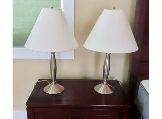 2 Brushed Nickel Finish Table Lamps